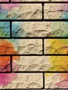 brick wall painted in bright colors Royalty Free Stock Photo