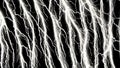 Texture with bright white lightning bolts on a black background. Electrical discharges. Generated AI. Royalty Free Stock Photo