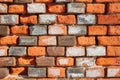 Grey orange brick wall. Crumbling from old age Royalty Free Stock Photo