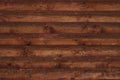 Texture of brown shabby wooden fence. Old wooden boards with nails. Pattern of wooden surface of logs. Background of old  shabby t Royalty Free Stock Photo