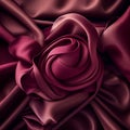 Texture of burgundy dark red silk folded in shape of beautiful rose flower close up, background of silk fabric Royalty Free Stock Photo