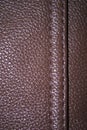 Texture of burgundy leather with relief and stitching close-up