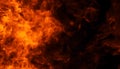 Texture of burn fire. Flames on isolated black background. Texture for banner,flyer,card