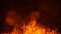 Texture of burn fire. Flames on isolated black background. Texture for banner,flyer,card Royalty Free Stock Photo