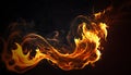 Texture of burn fire with particles embers. Flames on isolated black background. Royalty Free Stock Photo