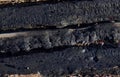 Texture of charred boards, black coal, Royalty Free Stock Photo
