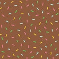 Texture of chocolate icing donut. Sweet seamless pattern. Endless print for kids. Royalty Free Stock Photo