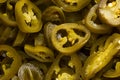 The texture of chopped green jalapeno peppers as a background. A close shot of chopped Mexican jalapeno peppers. Macro photo. Royalty Free Stock Photo