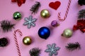 Texture christmas mood created by christmas toys and sweets Royalty Free Stock Photo