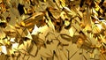 Texture with clear golden elements and solar reflection. Yellow background with broken gold. 3D image.