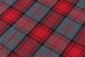 texture close-up red and gray tartan check fabric. background for your mockup. material for sewing trousers, skirts and shirts.