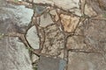 Texture cobblestones, hewn stones in the ground, paving stones from natural stone