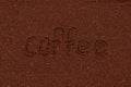 The texture of the coffee with the inscription.