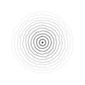 Texture concentric ripple circles set. Sonar or sound wave rings collection. Epicentre, target, radar icon concept Royalty Free Stock Photo