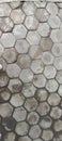 The texture of concrete hexagonal paving tiles close-up