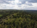 Texture coniferous forest top view landscape green forest, taiga peaks of fir trees