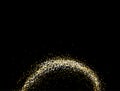 Texture with copy space on a black background. Round Spiral galaxy of golden star dust Royalty Free Stock Photo