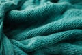 The texture of a cozy warm blue scarf