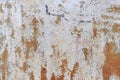 The texture of a cracked layer of paint on a metal sheet with rust showing through Royalty Free Stock Photo