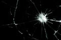 Texture cracks on Laminated glass, Tempered Safe Glass, broken abstract glass hole destruction concept