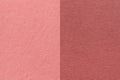 Texture of craft pink and maroon paper background, half two colors, macro. Structure of vintage dense rose cardboard