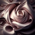 Texture of cream beige pearl silk folded in shape of beautiful rose flower close up Royalty Free Stock Photo