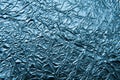 Texture of crumpled blue foil.