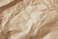 Texture of crumpled cardboard close-up, craft paper surface