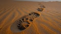 Texture of delicate footprints imprinted in the smooth desert sand Royalty Free Stock Photo