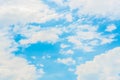 Texture and detail of beautiful white fluffy clouds and blue sky Royalty Free Stock Photo