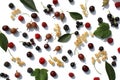 Texture from different berries on a white background.