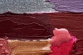 Texture of different lipsticks in fashionable shades