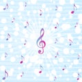 Music Notes Blast in Blue Watercolor Pattern Background Royalty Free Stock Photo