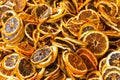 Texture of dried sliced citrus fruits on the market stall. Oranges, lemons, grapefruits Royalty Free Stock Photo