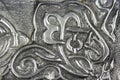 Texture with embossed drawing on tin foil Royalty Free Stock Photo