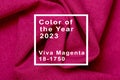 Texture of fabric. Beautiful knitted repeating pattern. Demonstrating Pantone color of the year 2023 viva magenta