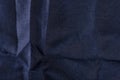 Texture of fabric for furniture upholstery. Wear and water resistant fabric in deep folds top view. Blue fabric texture Royalty Free Stock Photo