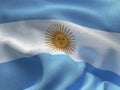 Texture of a fabric with the image of the flag of Argentina, waving in the wind. Royalty Free Stock Photo