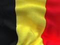 Texture of a fabric with the image of the flag of Belgium, waving in the wind. Royalty Free Stock Photo