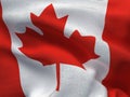 Texture of a fabric with the image of the flag of Canada, waving in the wind.