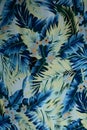 Texture fabric Vintage Hawaiian flowers and leaves Royalty Free Stock Photo