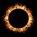 Texture of fire, flaming ring, flames circle. The concept of fire, grill, heat, cooking on fire