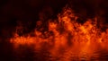 Texture fire with reflection in water. Flames on isolated black background Royalty Free Stock Photo