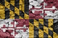 Texture of the Flag of Maryland on decorative bark. Royalty Free Stock Photo