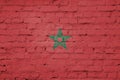 Texture of a flag of Morocco on a wall.