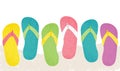 A row of colorful random flip flops Royalty Free Stock Photo
