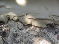 Texture of flowing mud cement on background of the mixture of ground with sand