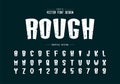 Texture font and cartoon alphabet vector, Rough tall typeface letter and number design Royalty Free Stock Photo