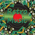 Texture frames inscription retro music from cassettes and vinyl records from the 60s 70s 80s 90s. Vector illustration