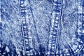 Texture of frayed jeans with a fragment of a pocket. Background of boiled denim Royalty Free Stock Photo